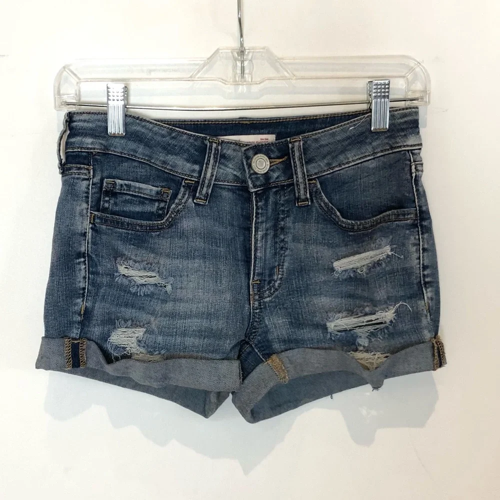 So Favorite Shortie Low Rise Destroyed Jean Shorts